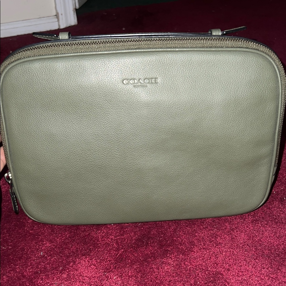 Coach Men's Olive Multifunction Pouch Clutch Travel Organizer